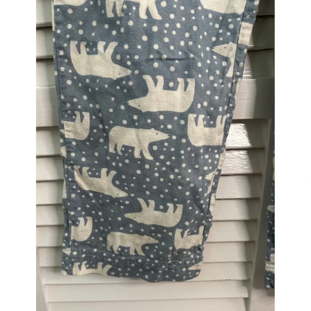 Hanna Andersson Adult Size M Blue White Polar Bear Flannel Pajama Pants Bottoms
